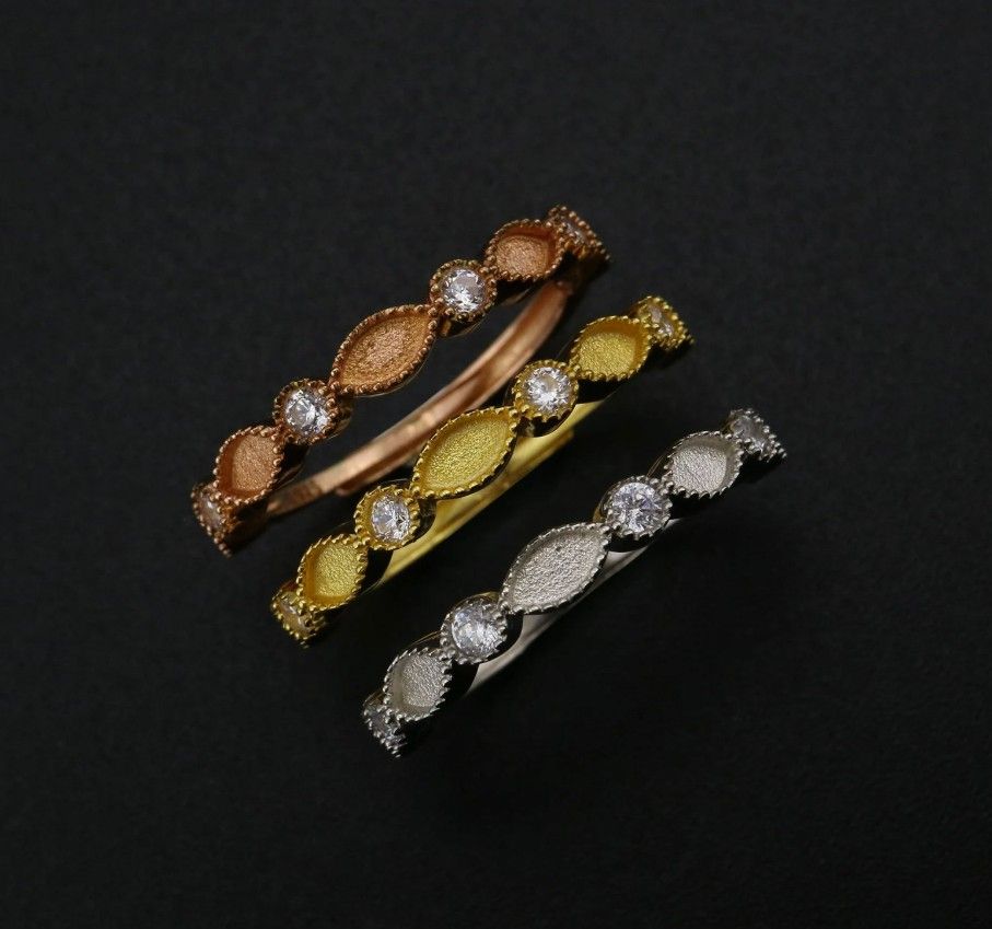 Half Band Birthstone Stackable  Ring