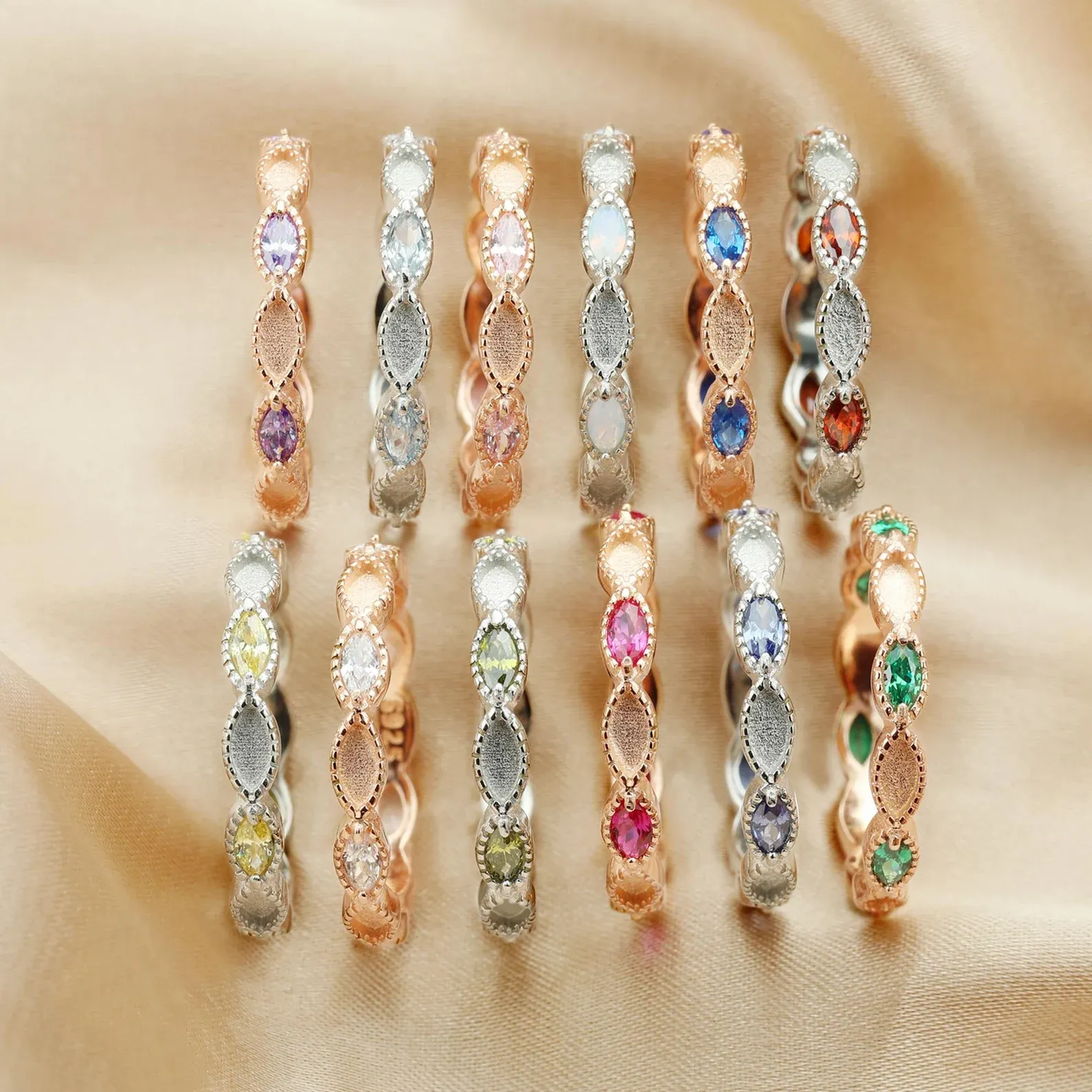 Full Band Stackable Birthstone Ring