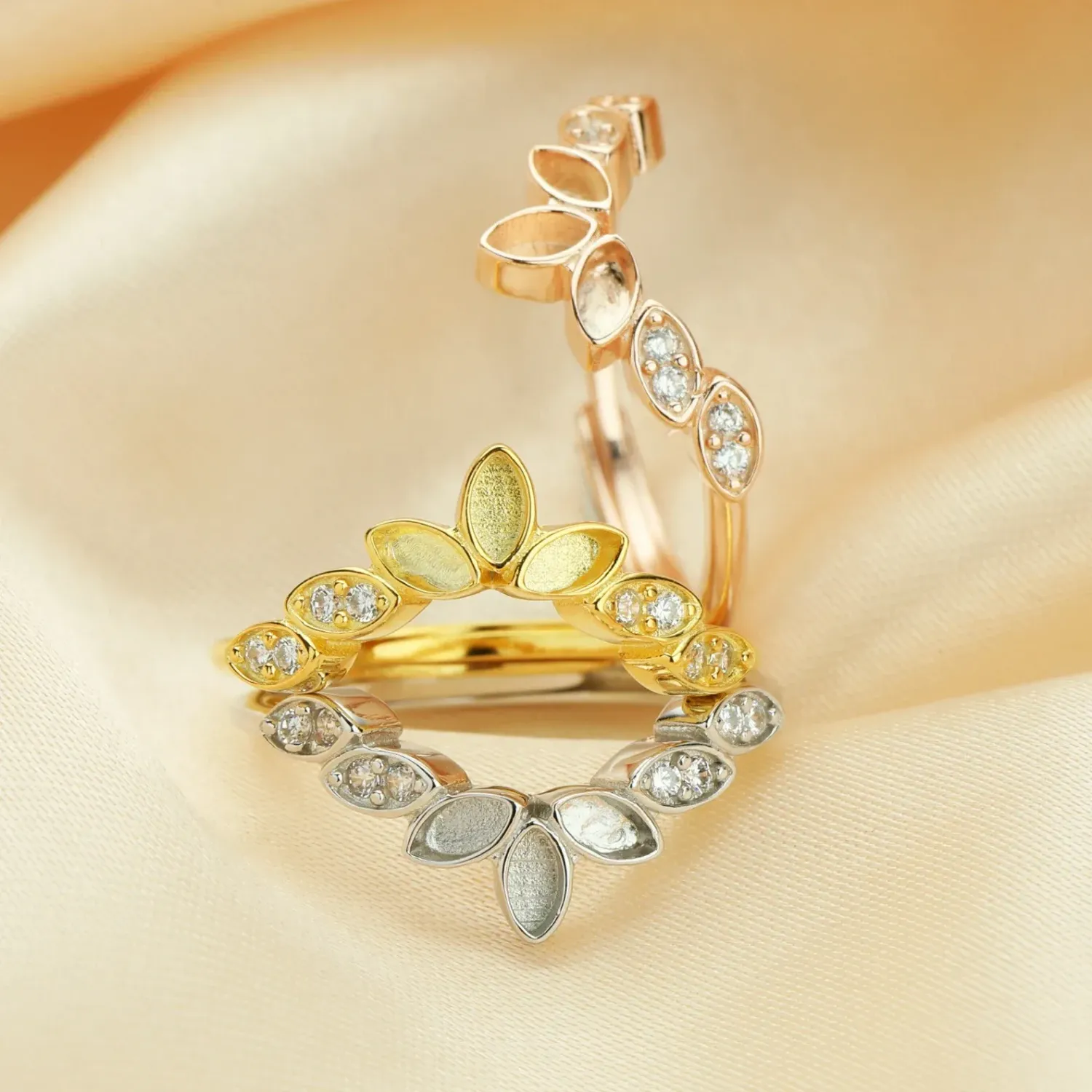 Curved Marquise Bezel Stackable Ring