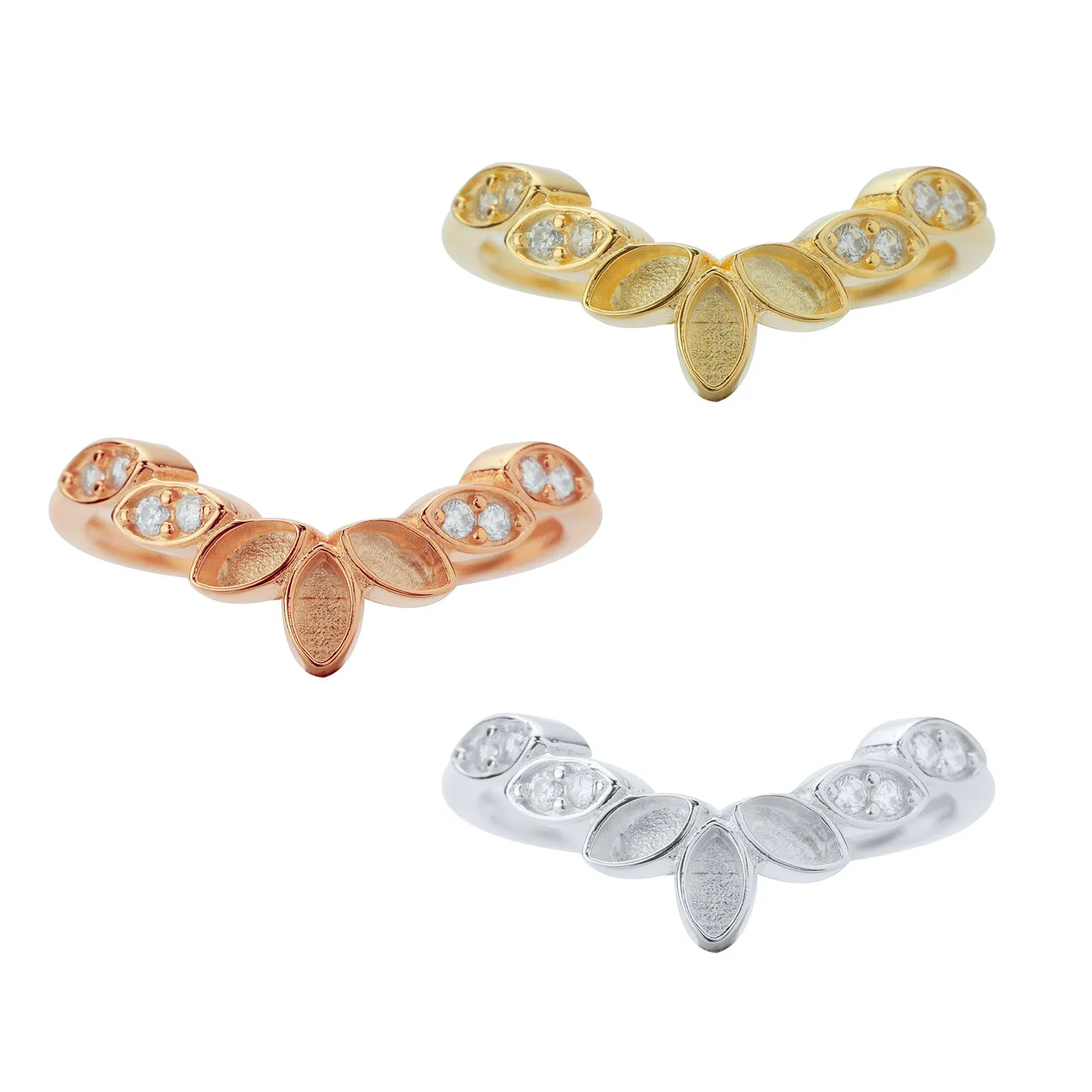 Curved Marquise Bezel Stackable Ring