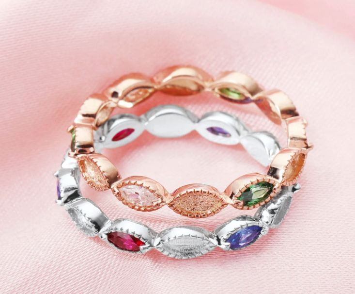Full Band Stackable MULTIPLE Birthstone Ring