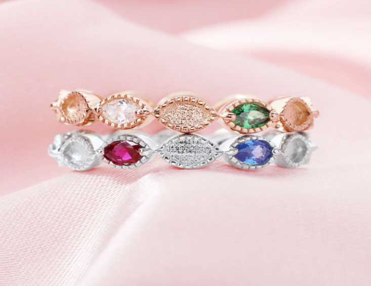 Full Band Stackable MULTIPLE Birthstone Ring