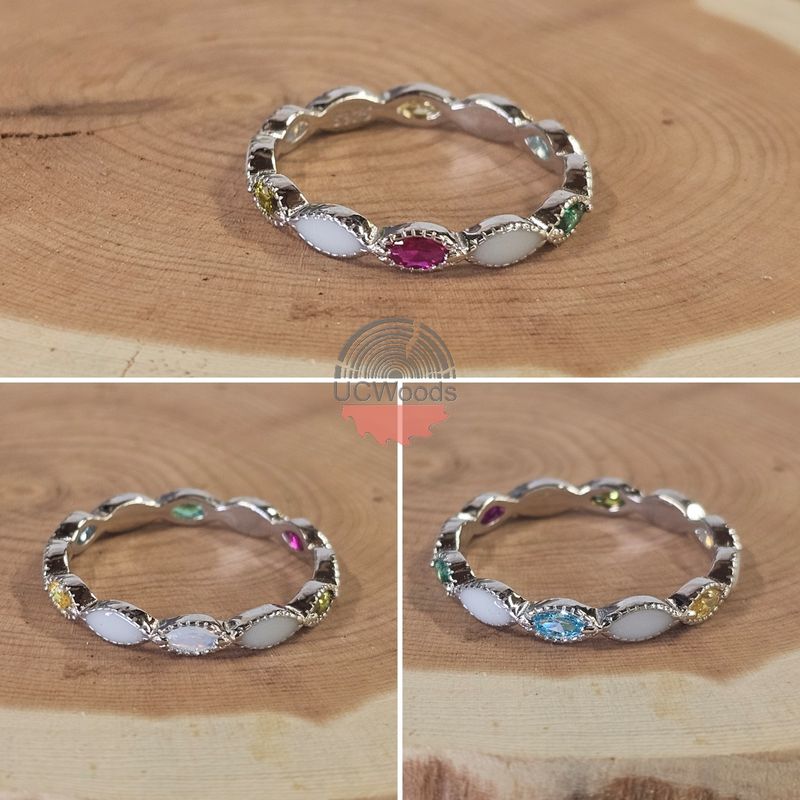 Full Band Stackable MULTIPLE Birthstone Ring