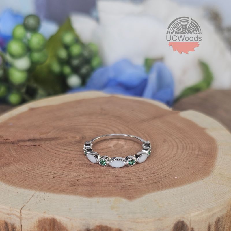 Half Band Birthstone Stackable  Ring