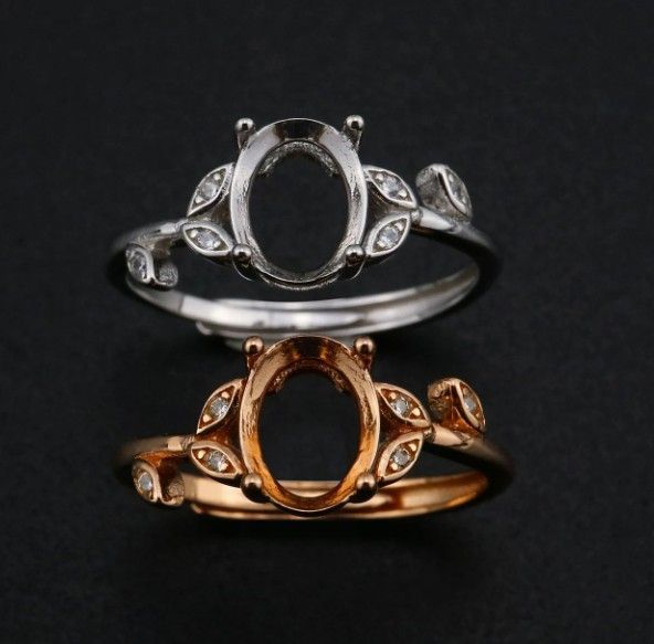 6x8mm Oval Bezel Leaf Ring 6x8mm Oval Bezel Leaf Ring