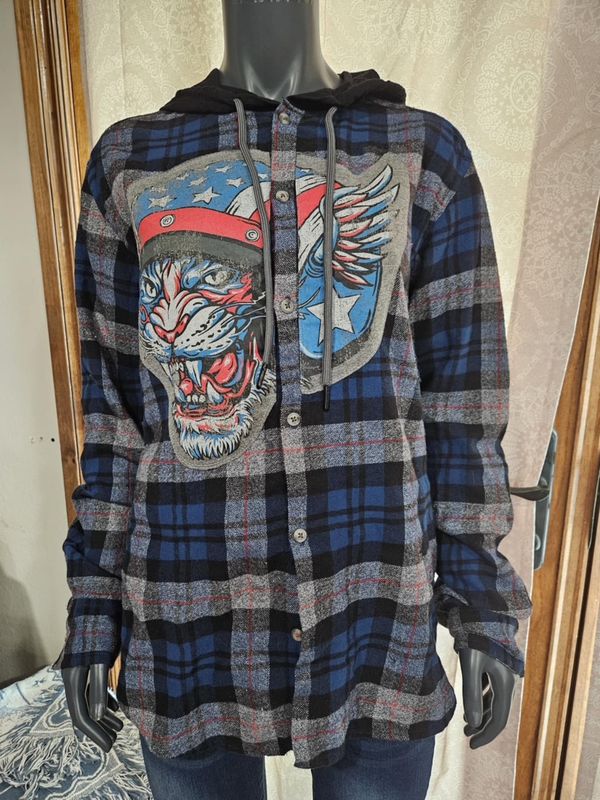 Daredevil Cat Red White Blue Flannel Panel L
