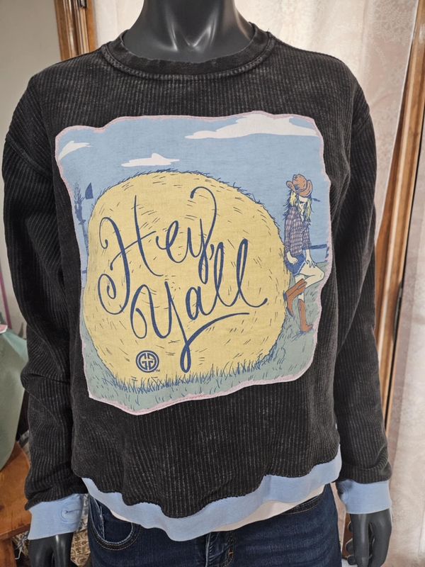 Hey Ya&#39;ll Ribbed Sweatshirt Small