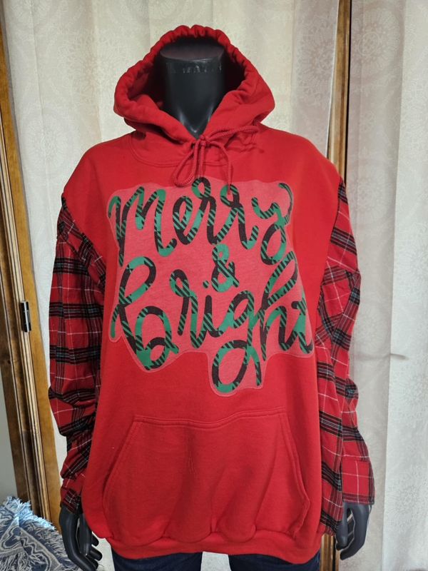 Merry and Bright Christmas Hoodie L/XL