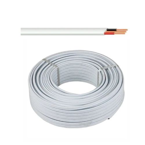 Flat Twin &amp; Earth Cable, Colour: White, Size: 1.5mm - 2 Core + Earth, Length: 10m