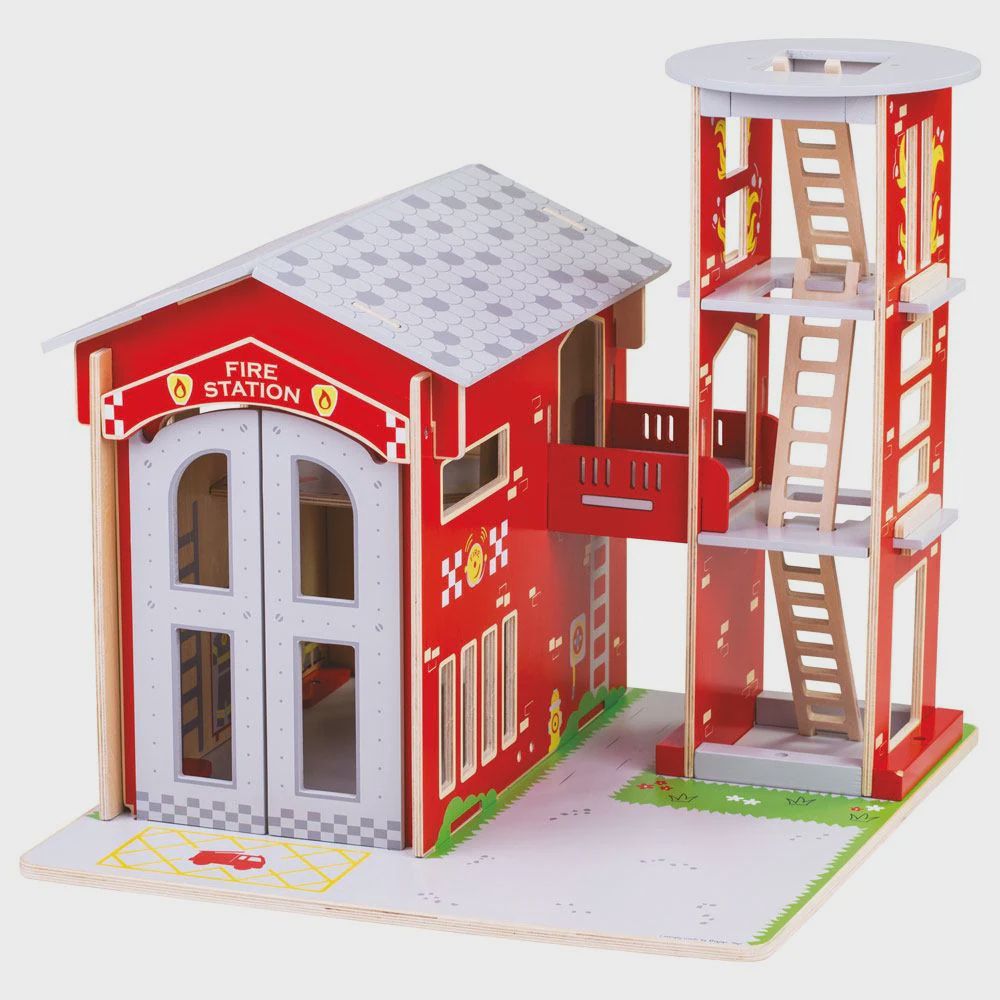 Bigjigs houten brandweerkazerne – zonder accessoires