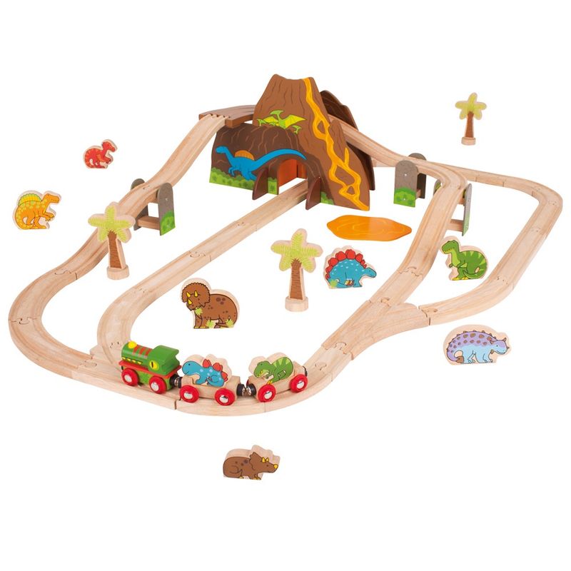 Bigjigs houten treinset Dino – 49-delig