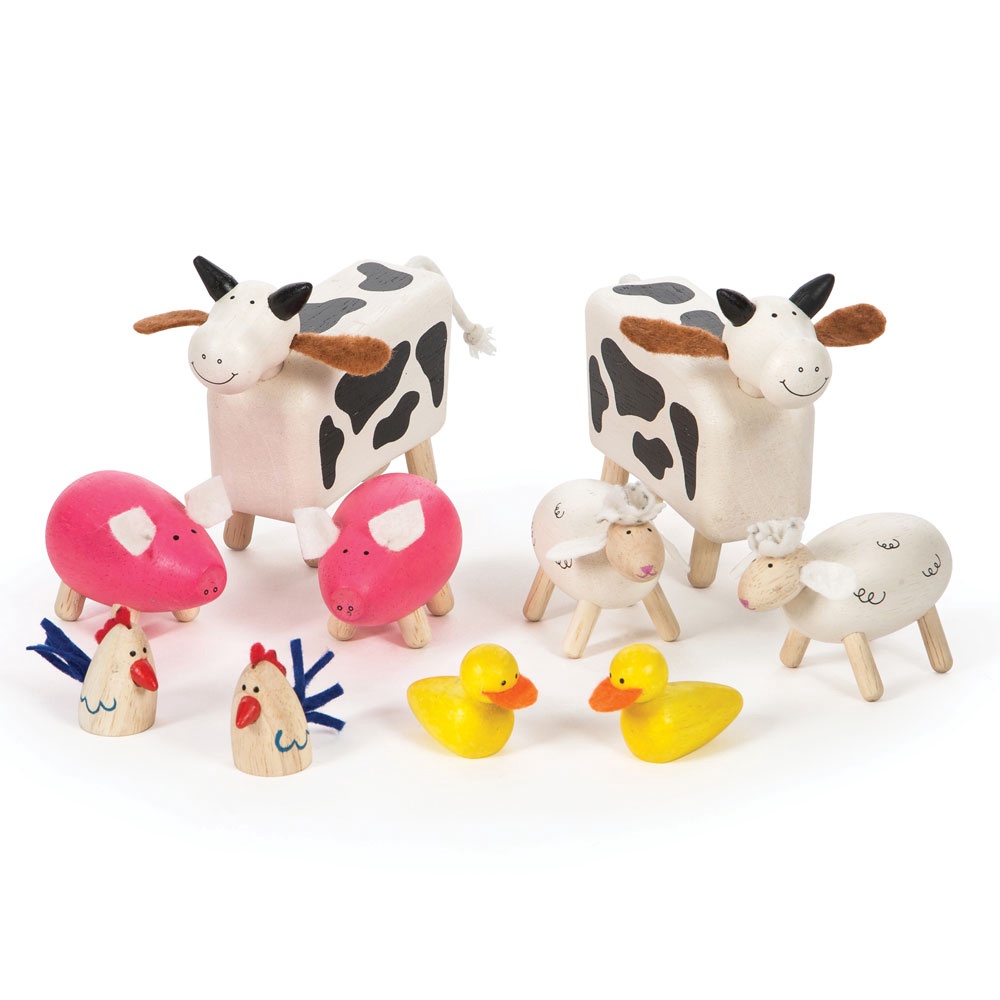 Tidlo boerderijdieren - 10 stuks - houten speelfiguren
