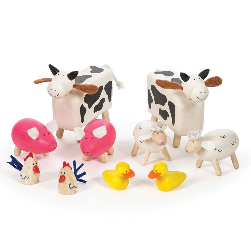 Tidlo boerderijdieren – 10 stuks – houten speelfiguren