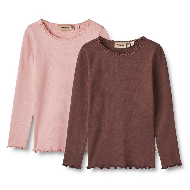 2-pack rib shirt kind Reese – Wheat longsleeve biologisch katoen