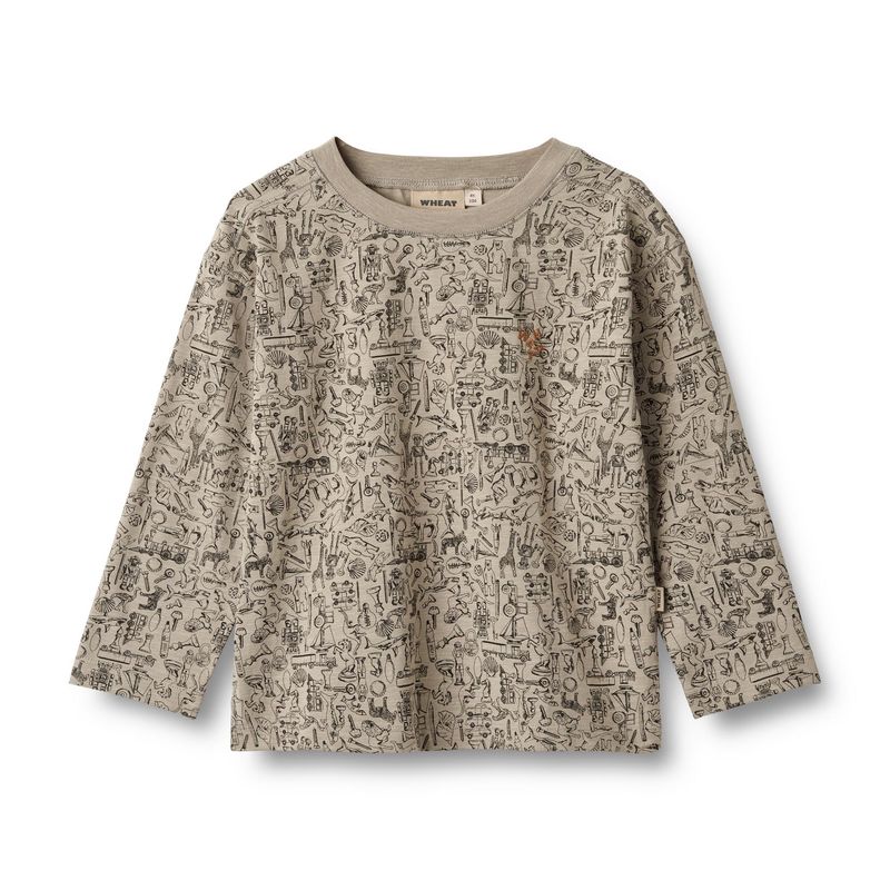 T-shirt kind lange mouw Malthe – Wheat biologisch katoen basic top