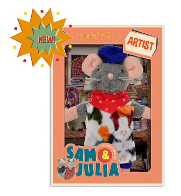 Het Muizenhuis - Sam & Julia - knuffelmuisje de Kunstenaar