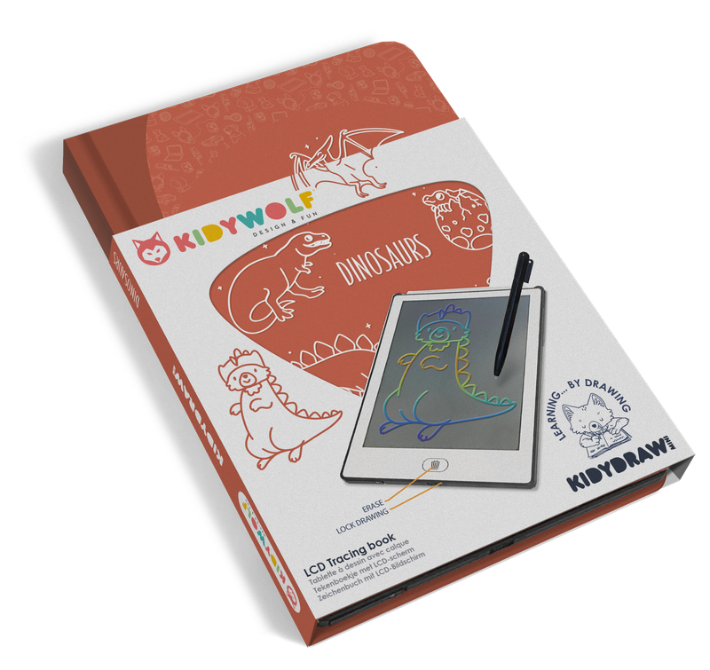Kidywolf tekenbord Kidydraw mini – dino rood