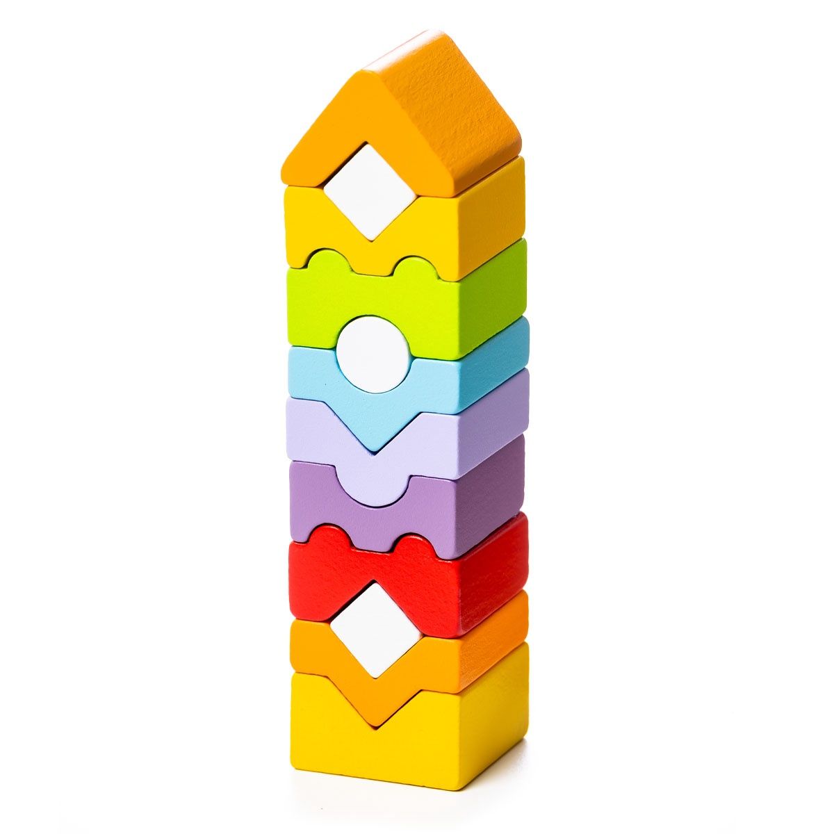 Houten stapeltoren kind – 12-delig – Cubika – educatief speelgoed – 18m+