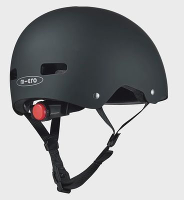 Micro Step ABS kinderhelm Deluxe – zwart M met LED &amp; fleece voering