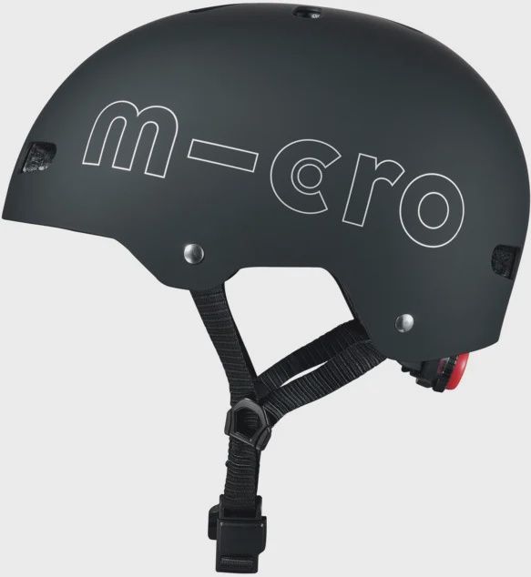 Micro Step ABS kinderhelm Deluxe – zwart M met LED &amp; fleece voering
