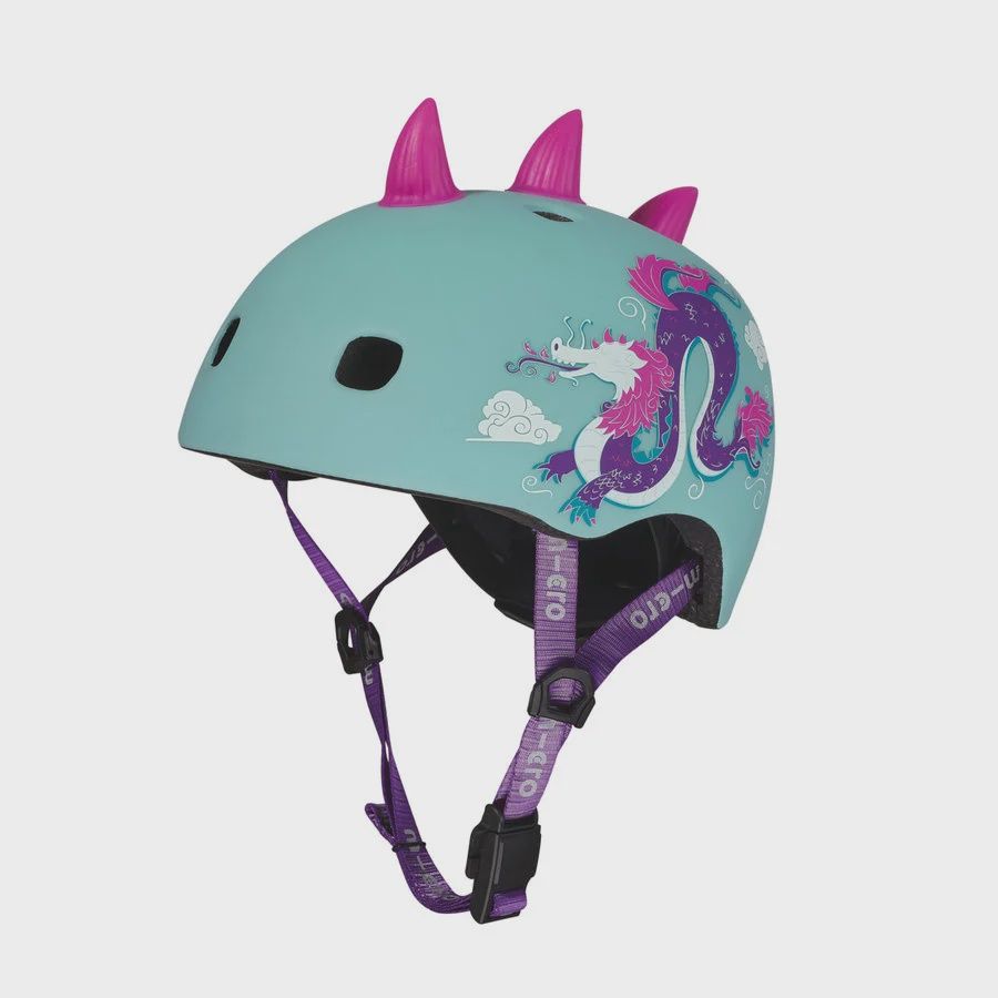 Micro PC helm Deluxe - kinderhelm - wasbare fleece voering - goede luchtcirculatie - 3D Draak