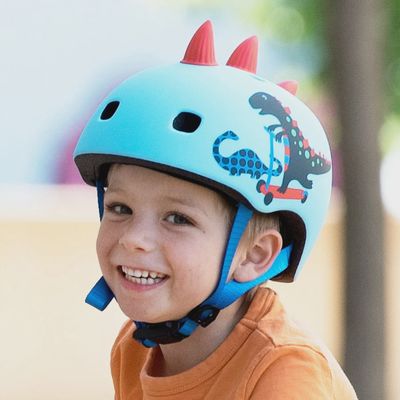 Micro Step PC helm Deluxe 3D Dino – kinderhelm met LED &amp; fleece voering