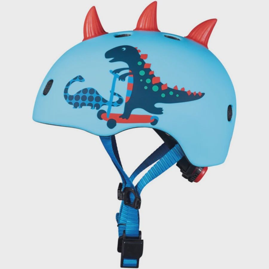 Micro Step PC helm Deluxe 3D Dino – kinderhelm met LED &amp; fleece voering, Maat: S (48-53 cm)