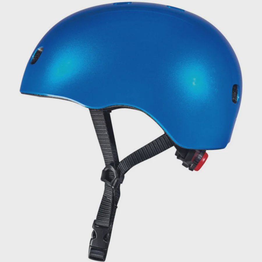 Micro kinderhelm blauw metallic – PC Deluxe helm met fleece voering, Maat: S (48-53 cm)