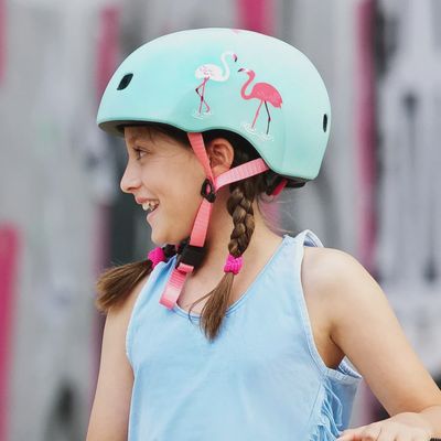 Micro PC helm Deluxe - kinderhelm - wasbare fleece voering - goede luchtcirculatie - Flamingo