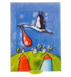 Bewegende kaart, ooievaar brengt baby
