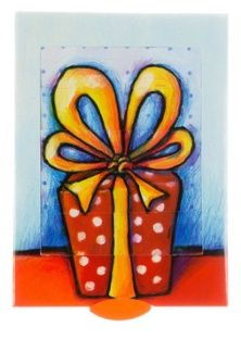 Bewegende kaart, pakje met strik
