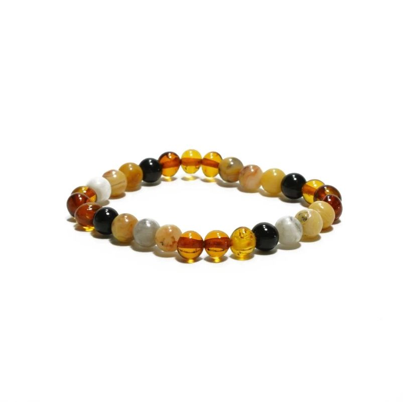 Mahina La Happy Amber armband voor mama – barnsteen met agaat &amp; obsidiaan