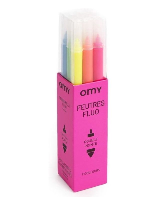 OMY 9 viltstiften neon &amp; felle kleuren