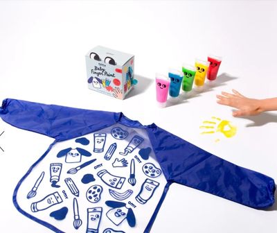 OMY vingerverf + schilderschort – creatieve startersset