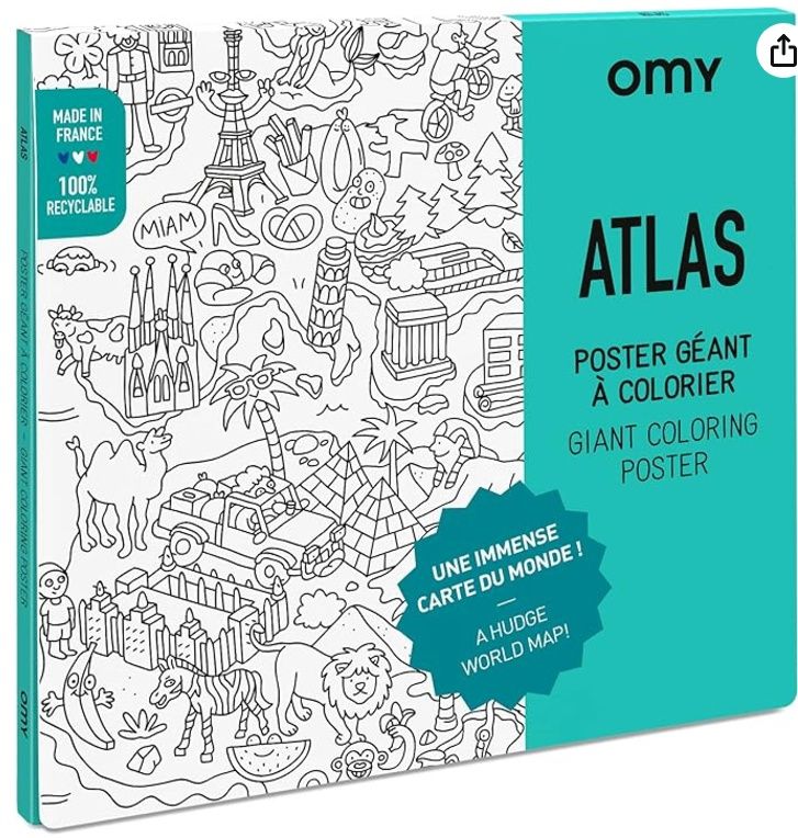 OMY kleurposter Atlas – wereldkaart