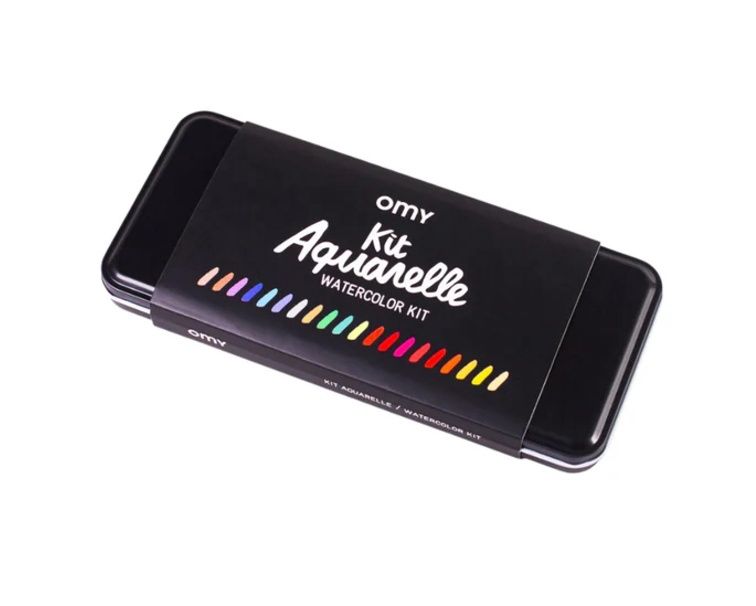 OMY aquarelverfset met penseel en 24 kleuren