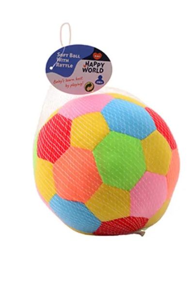 Happy World Speelbal met Rammel (18 cm)