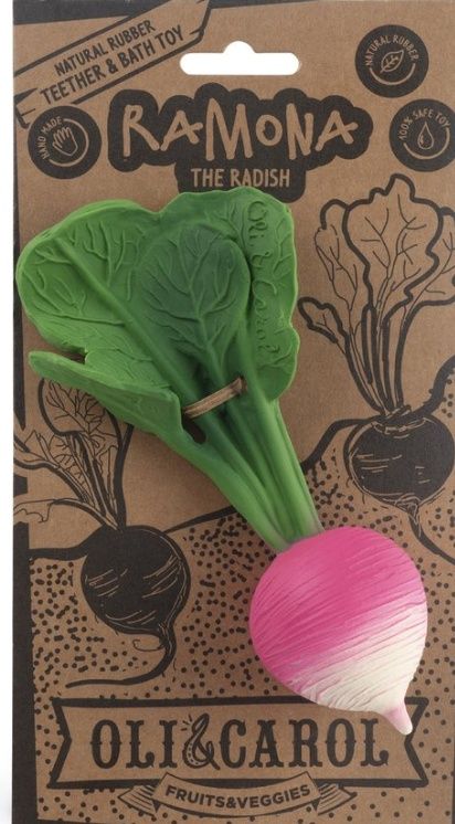 Oli &amp; Carol bijtspeeltje Ramonita the Radish – natuurlijk rubber bad- en zintuigspeelgoed