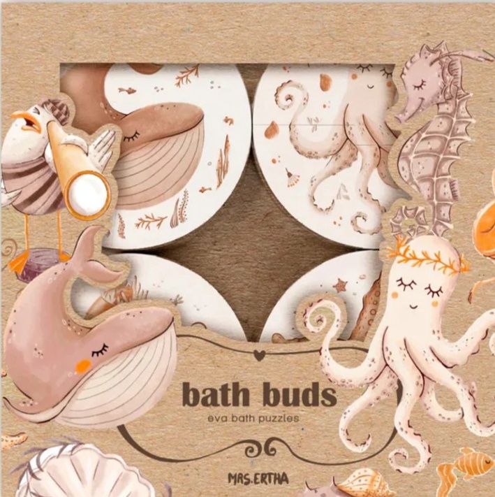 Mrs. Ertha drijvende badpuzzel BATH BUDS – 20-delige set van EVA-spons
