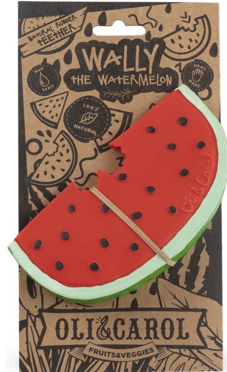 Oli &amp; Carol bijtspeeltje Wally the Watermelon – natuurlijk rubber bad- en zintuigspeelgoed