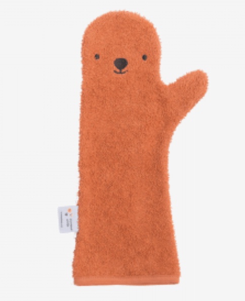 Nifty baby douchehandschoen Brown Bear - biologisch katoen badstof
