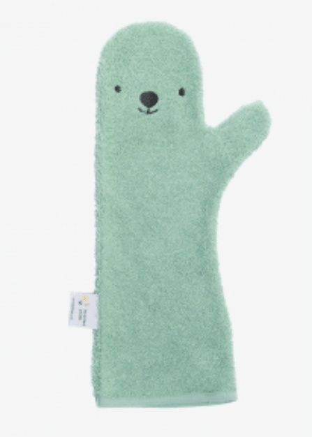 Nifty baby douchehandschoen Green Bear – biologisch katoen badstof