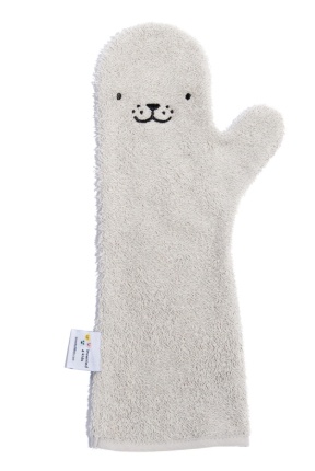 Nifty baby douchehandschoen Grey Seal - biologisch katoen badstof