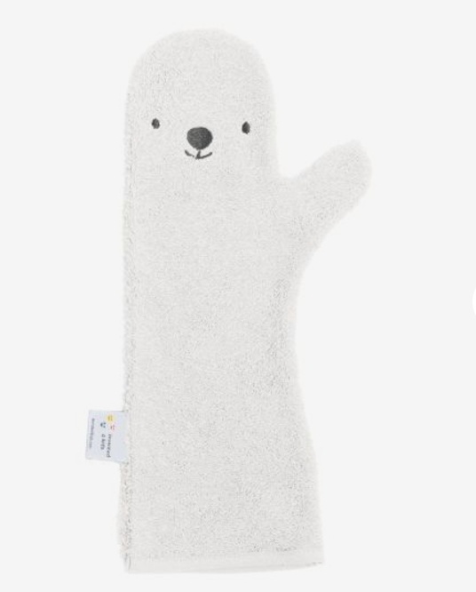 Nifty baby douchehandschoen White Bear - biologisch katoen badstof