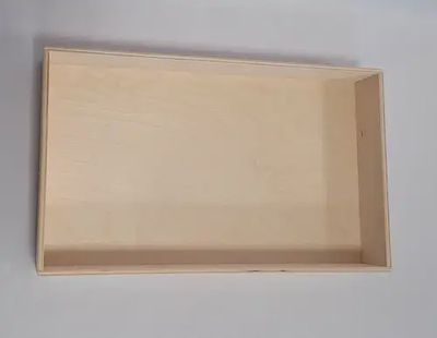 Alexander Toys houten speelbak 50 x 30 x 7 cm van boven op de foto gezet – sensorisch speelgoed