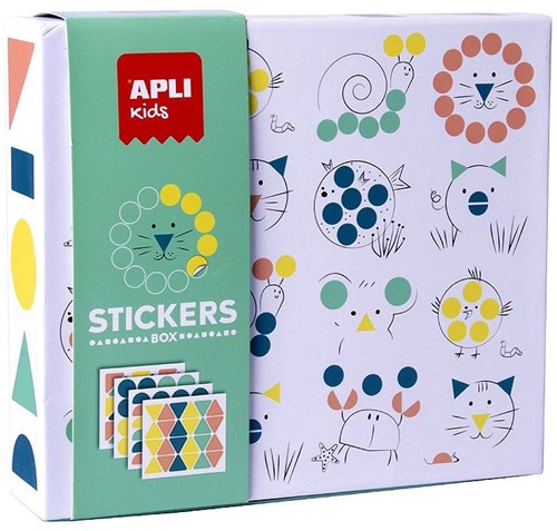 APLI stickerdoos dieren - knutselset met 8 kaarten