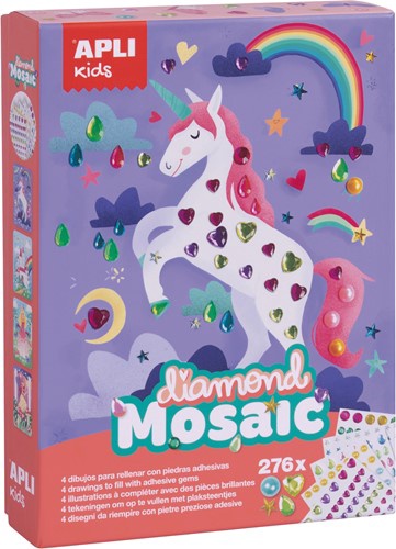 APLI mozaïekspel met diamanten - 4 kaarten + 276 steentjes