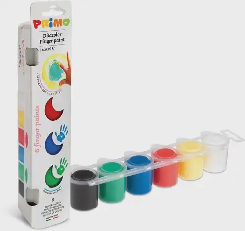 PRIMO vingerverf - set van 6 kleuren in potjes van 25 ml