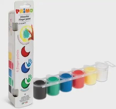 PRIMO vingerverf – set van 6 kleuren in potjes van 25 ml
