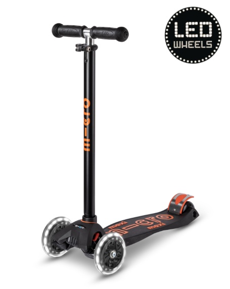Micro Step Maxi Deluxe LED kinderstep - zwart lichtgewicht step